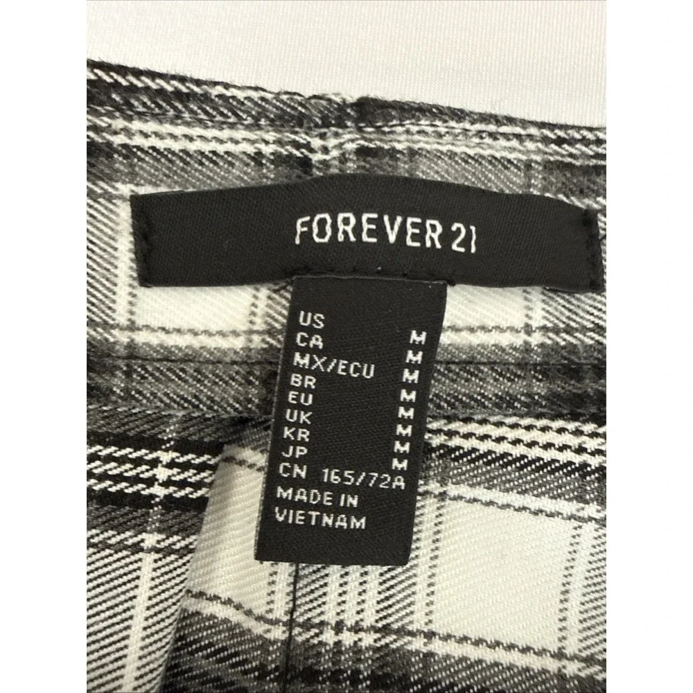 Forever 21 Black White Plaid Pleated Mini Skirt M Schoolgirl Academia Preppy - Picture 4 of 10